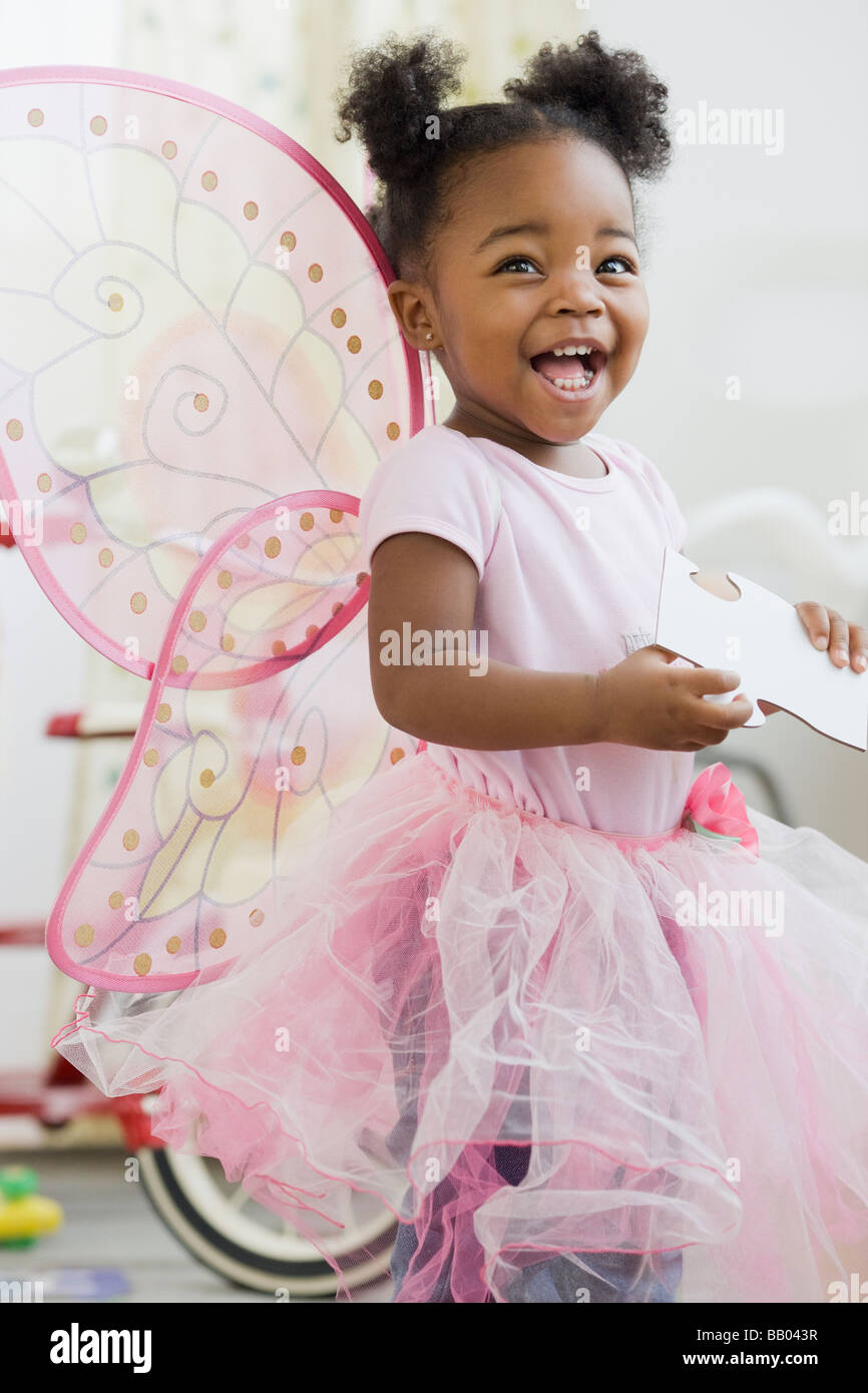 African American girl in fairy costume Stock Photo
