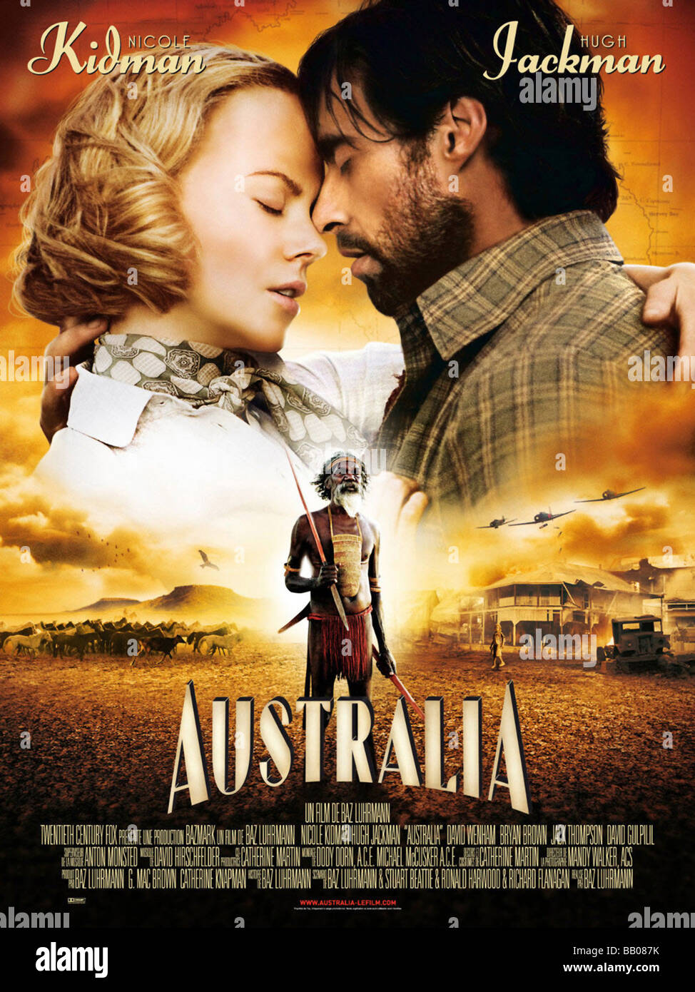 Australia Year: 2008 Director: Baz Luhrmann Movie Poster Nicole Kidman, Hugh Jackman, Brandon Walters, David Wenham Stock Photo