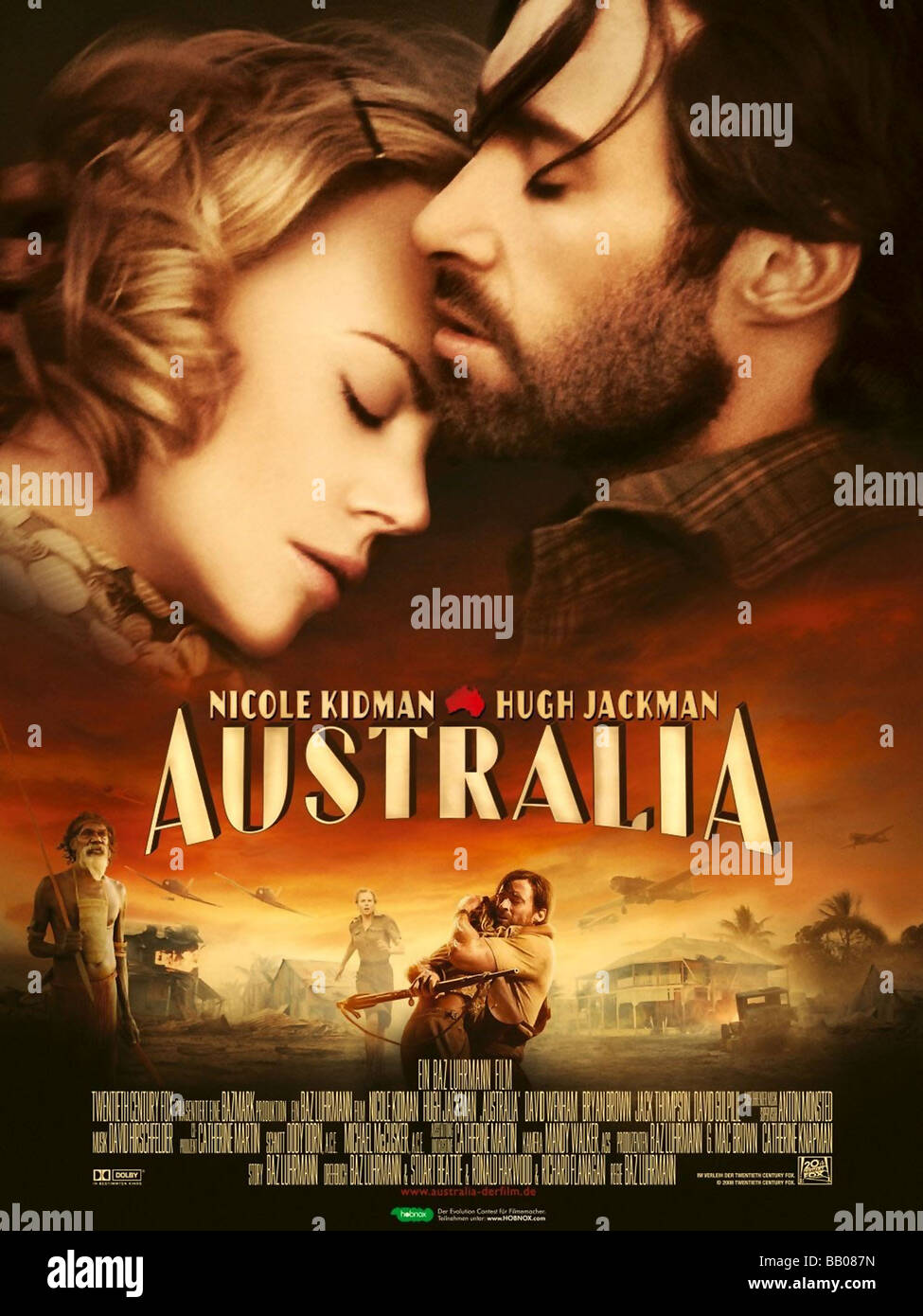 Australia Year: 2008 Director: Baz Luhrmann Movie Poster Nicole Kidman, Hugh Jackman, Brandon Walters, David Wenham Stock Photo