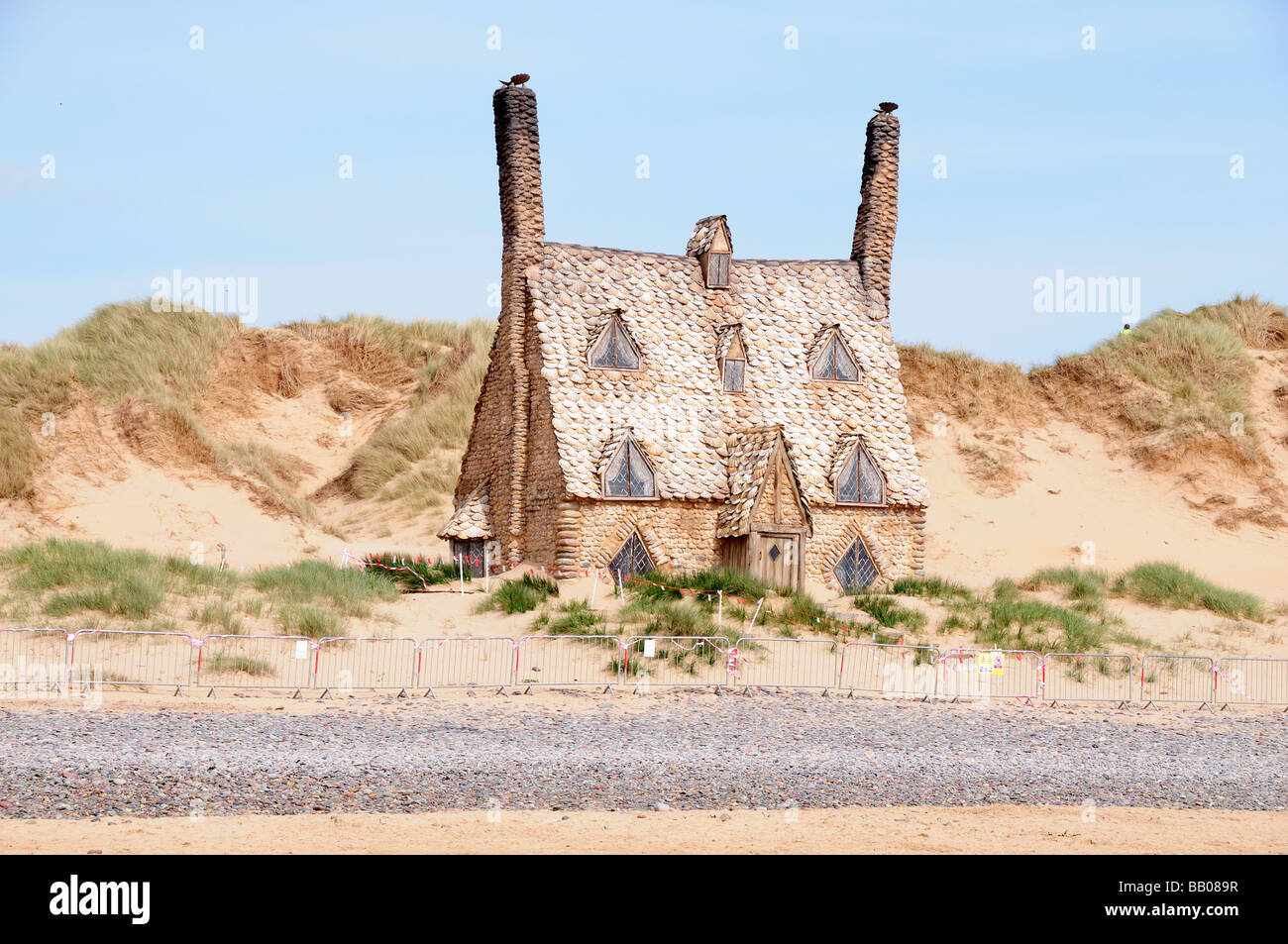 Shell Cottage set of the Harry Potter film Deathly Hallows on Freshwater West Beach Pembrokeshire Wales Stock Photo