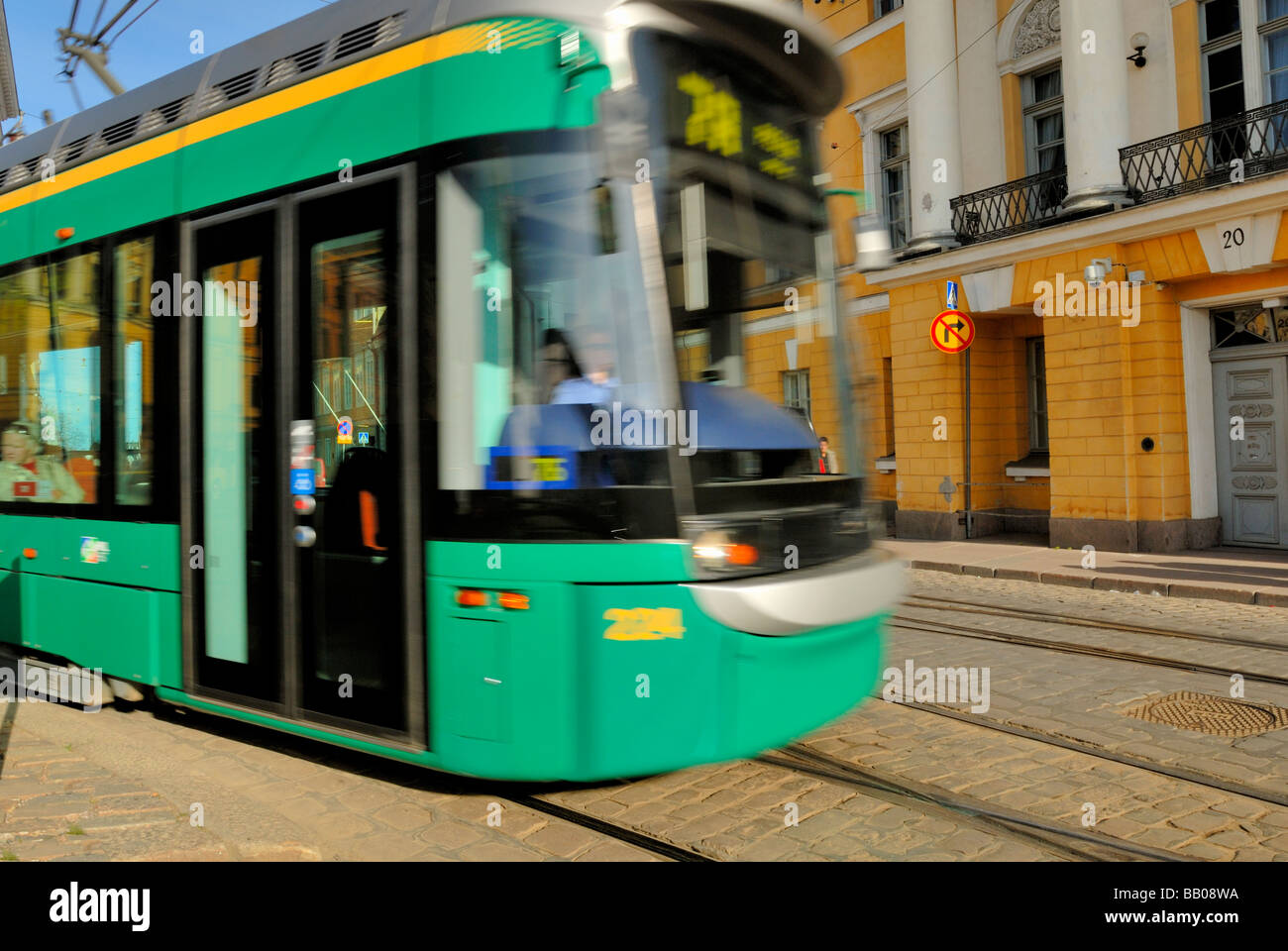There has been technical problems with these new low floor trams and now problems seems to be solved and a tourist can take a tr Stock Photo