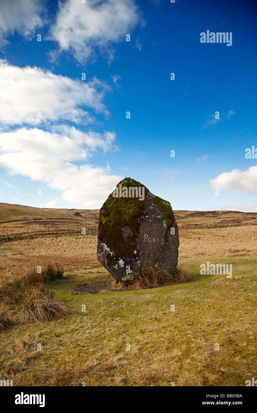 Maen Llia Standing Stone, near Ystradfellte, Brecon Beacons, Wales, UK Stock Photo