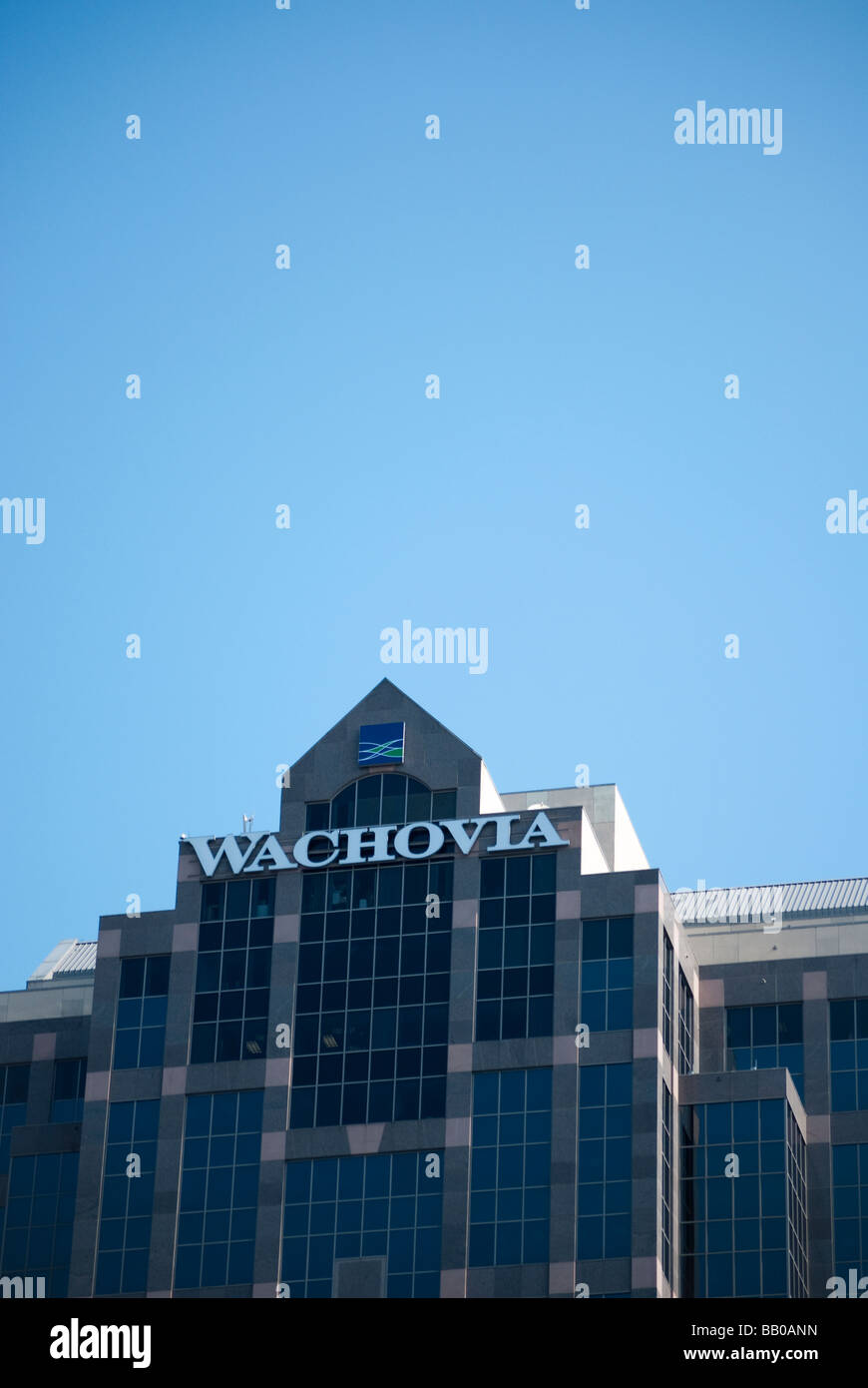 Wachovia National Bank building in downtown Raleigh, North Carolina, with blue sky Stock Photo