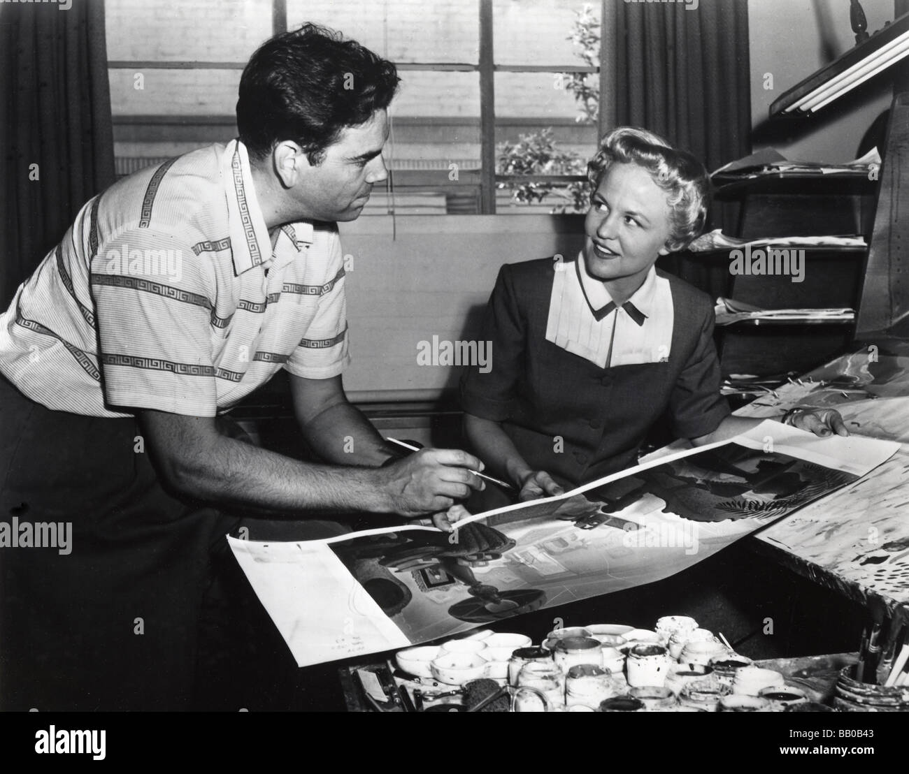 PEGGY LEE with Disney artist for The Lady And The Tramop - see Description below Stock Photo