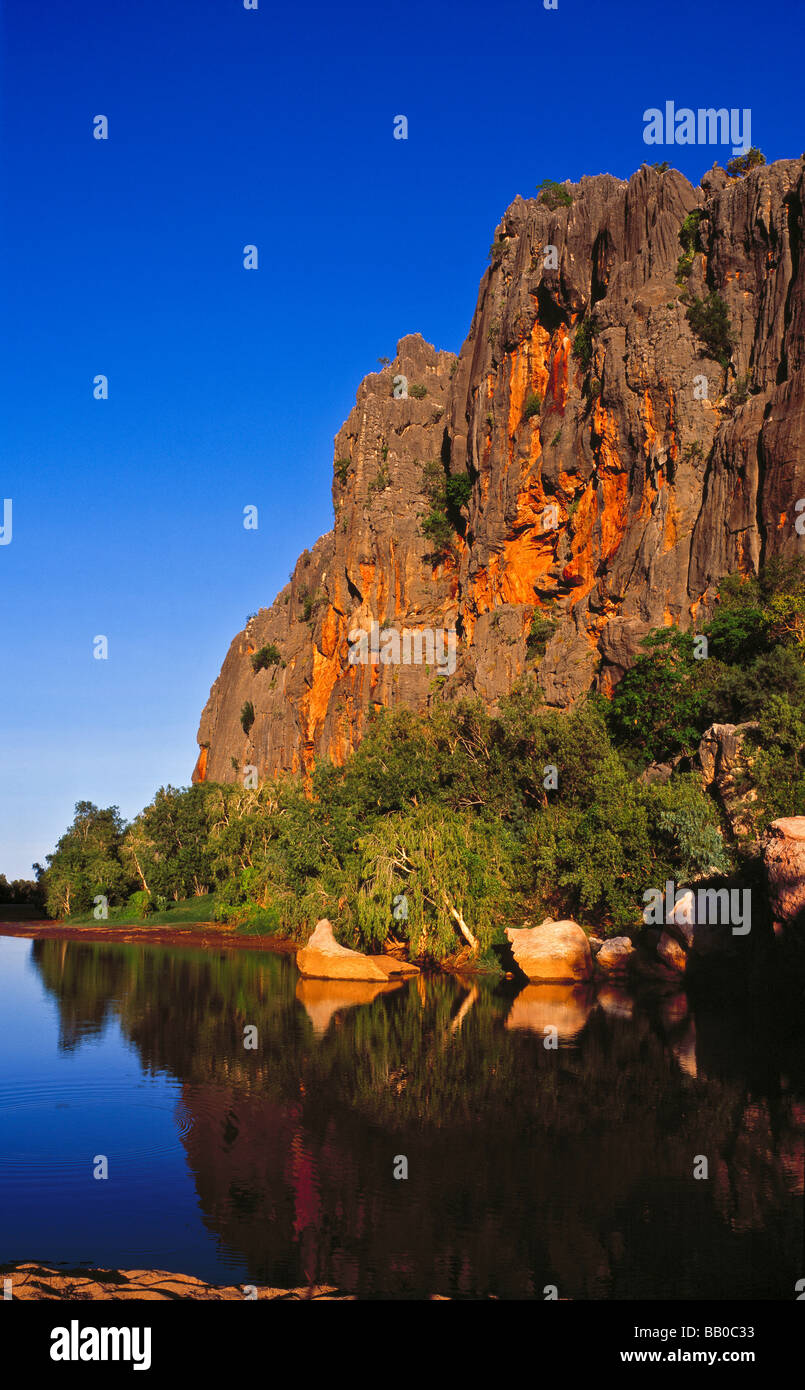 Waterhole on the Lennard River at Windjana Gorge Kimberley Region Western Australia Stock Photo