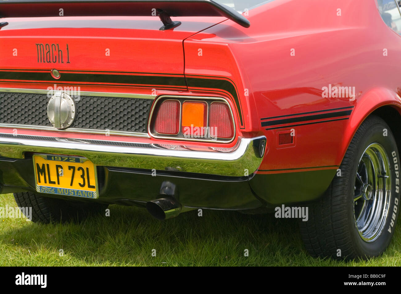 Rear Of A Red 1972 Mach 1 Ford Mustang Stock Photo