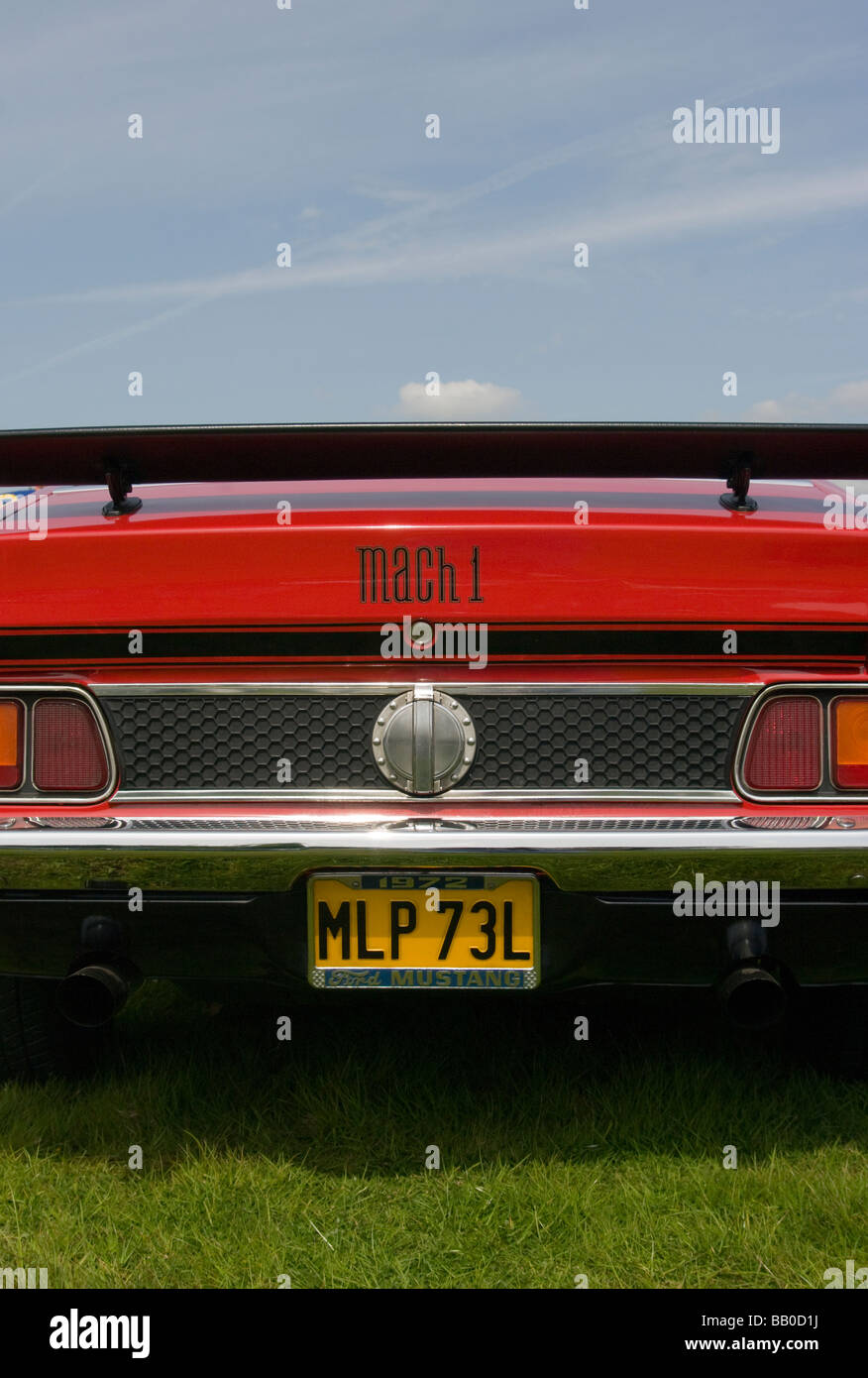 Rear Of A Red 1972 Mach 1 Ford Mustang Stock Photo