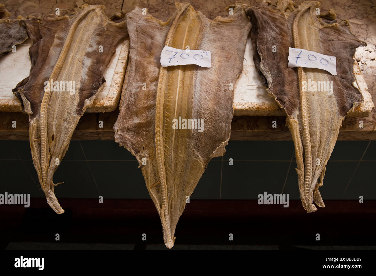 Salted cod fillets being sold at a market Stock Photo Alamy