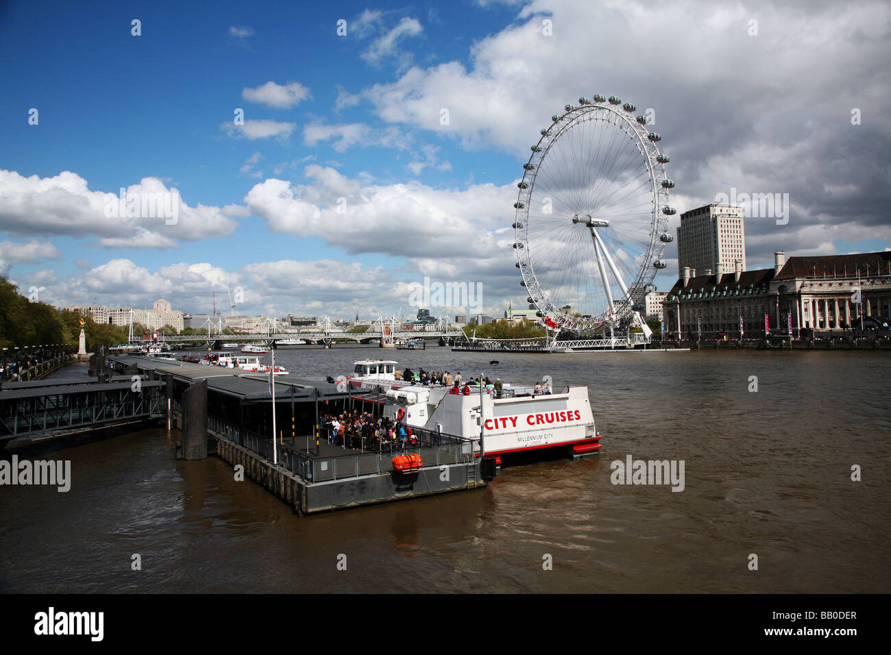 The London Eye and the former County Hall Building on the South Bank ...