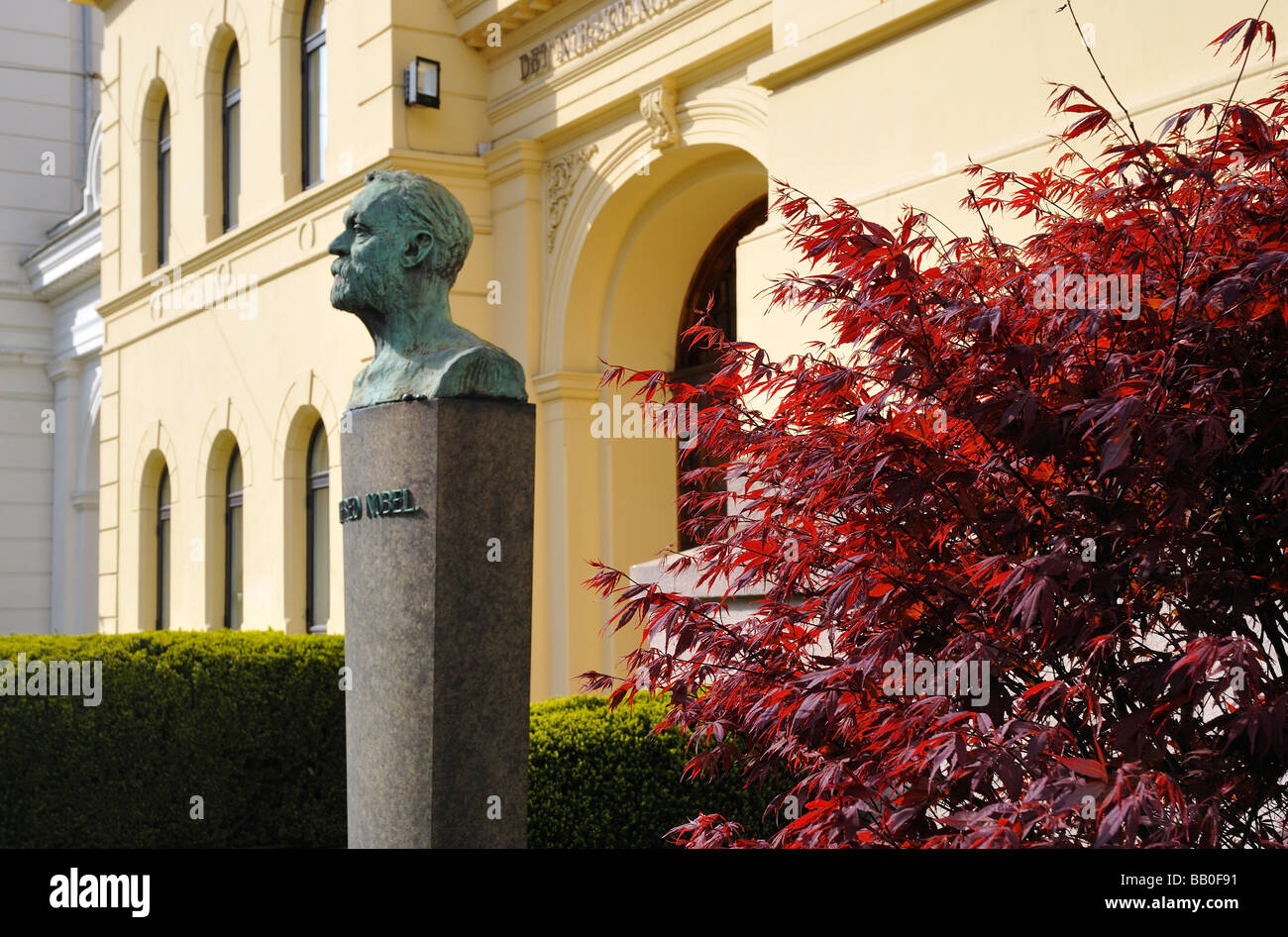 Bust of Alfred Nobel at the Nobel Prize Institute in Oslo, Norway. Stock Photo
