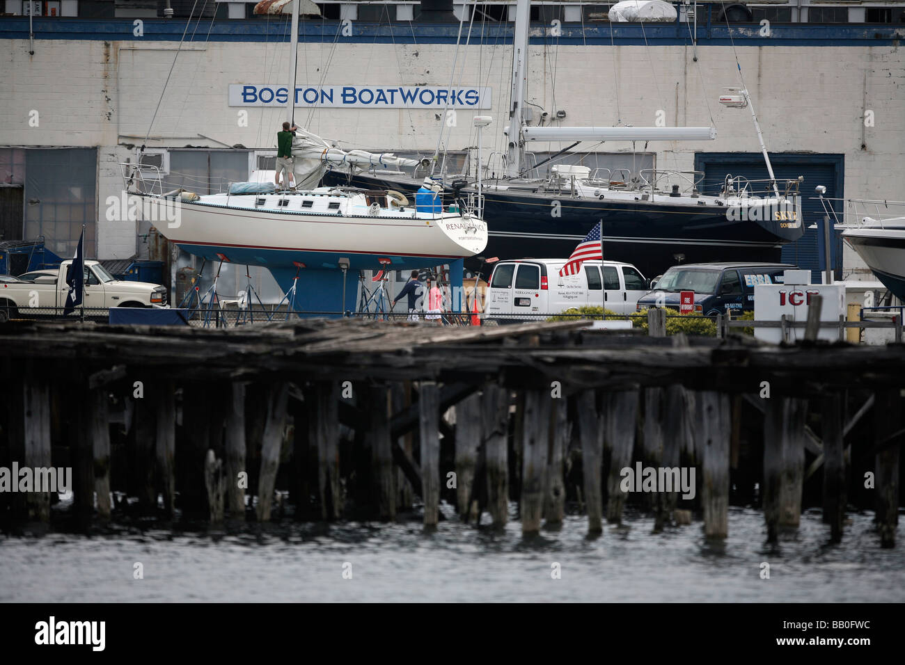 marina boat yard Boston Stock Photo Alamy