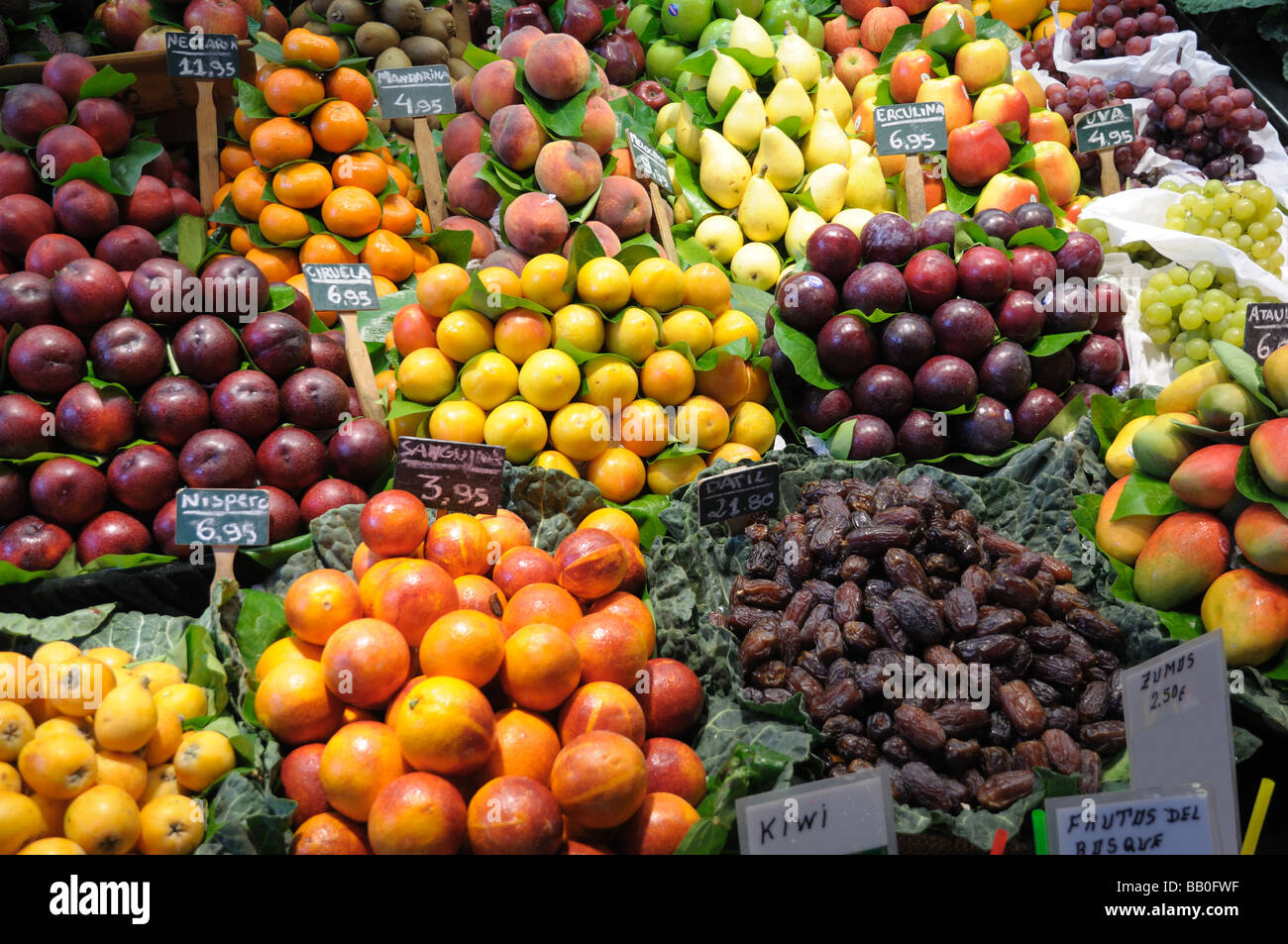 Fruits at market La Boqueria in Barcelona Spain Stock Photo Alamy