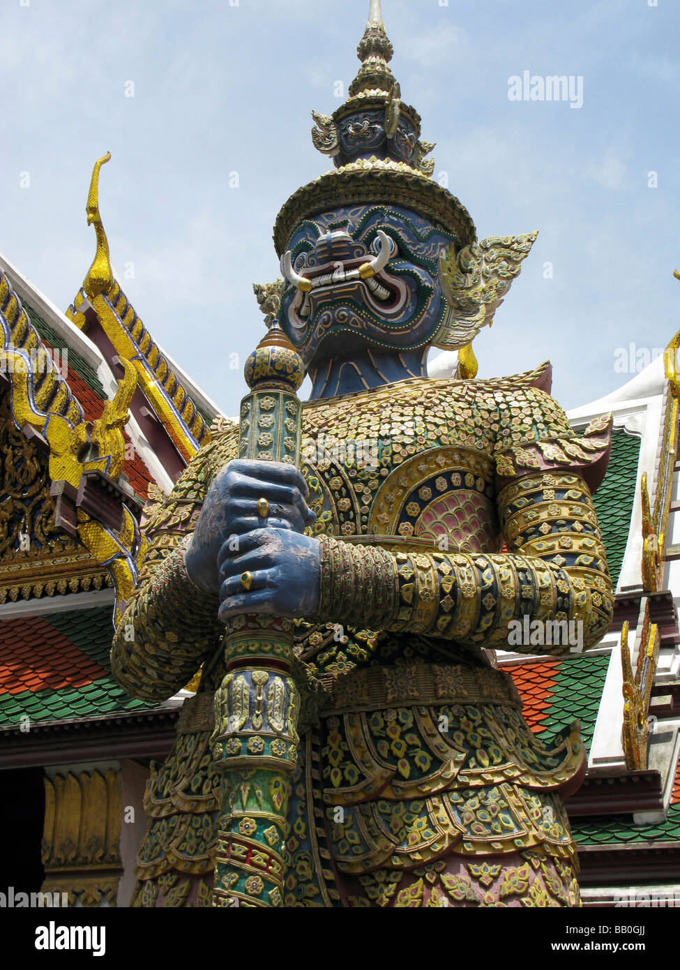 Statue in Wat Phra Kaeo Temple of the Emerald Buddha Grand Palace Bangkok Thailand Stock Photo