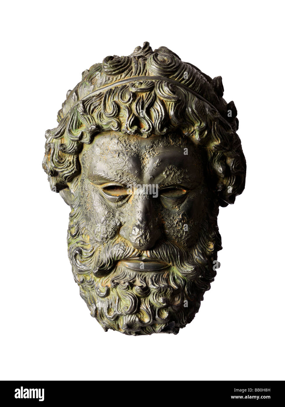 Greek bronze sculpture bearded man head Stock Photo