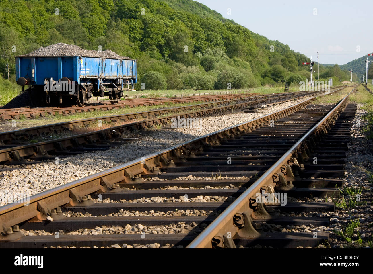 Railroad track; Levisham, North Yorkshire, England, UK Stock Photo