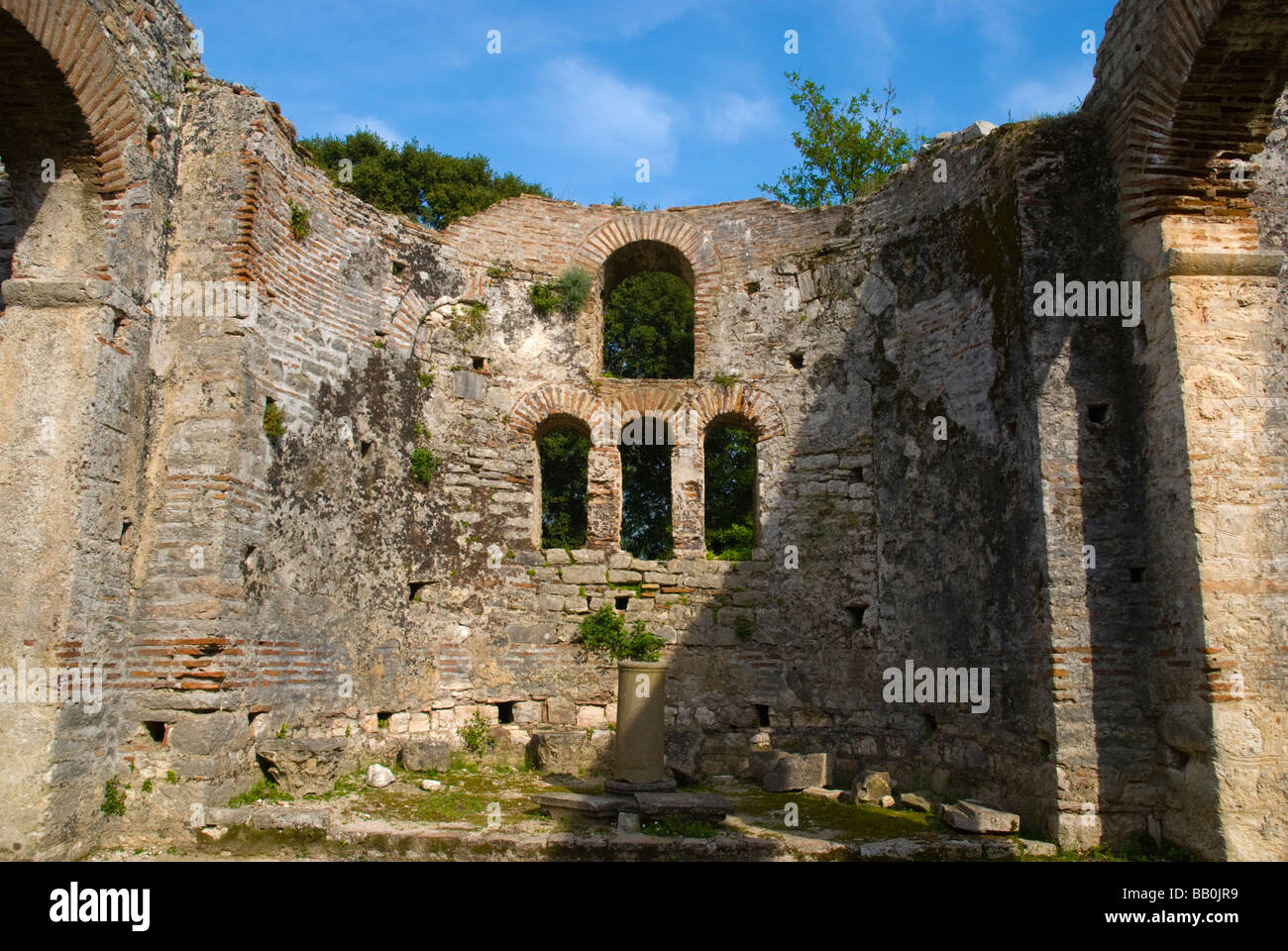 Ruins of the Great Basillica in ancient Butrint Albania Europe Stock