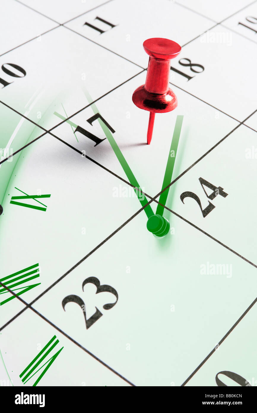 Calendar and Clock Stock Photo
