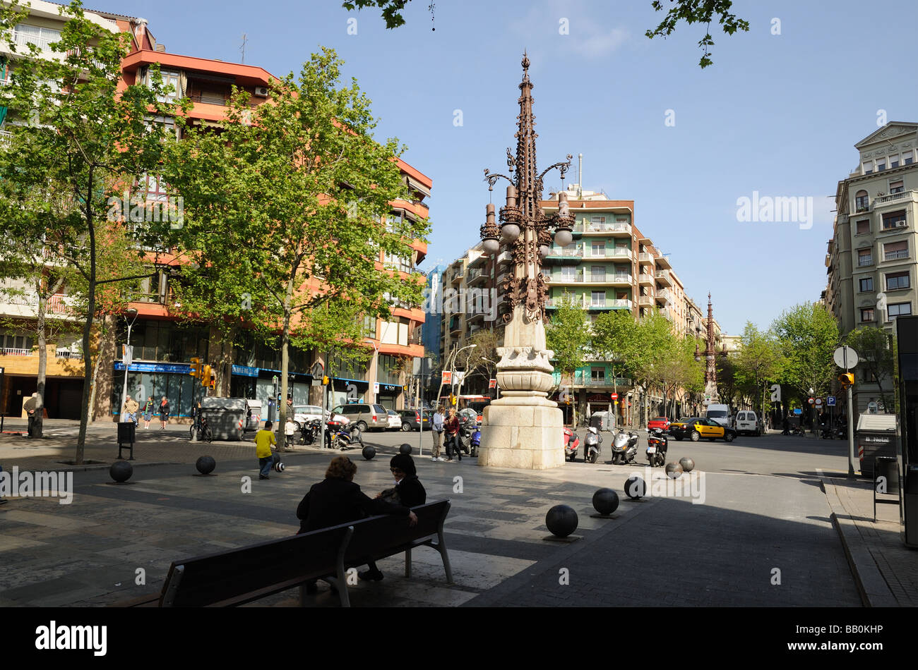 Avinguda de Gaudi in Barcelona, Spain Stock Photo