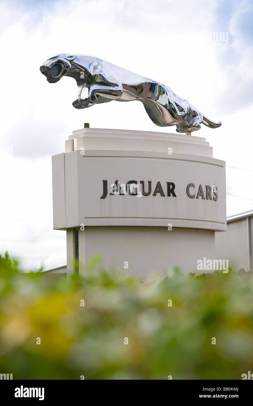 Jaguar statur outside the Jaguar car factory. Stock Photo