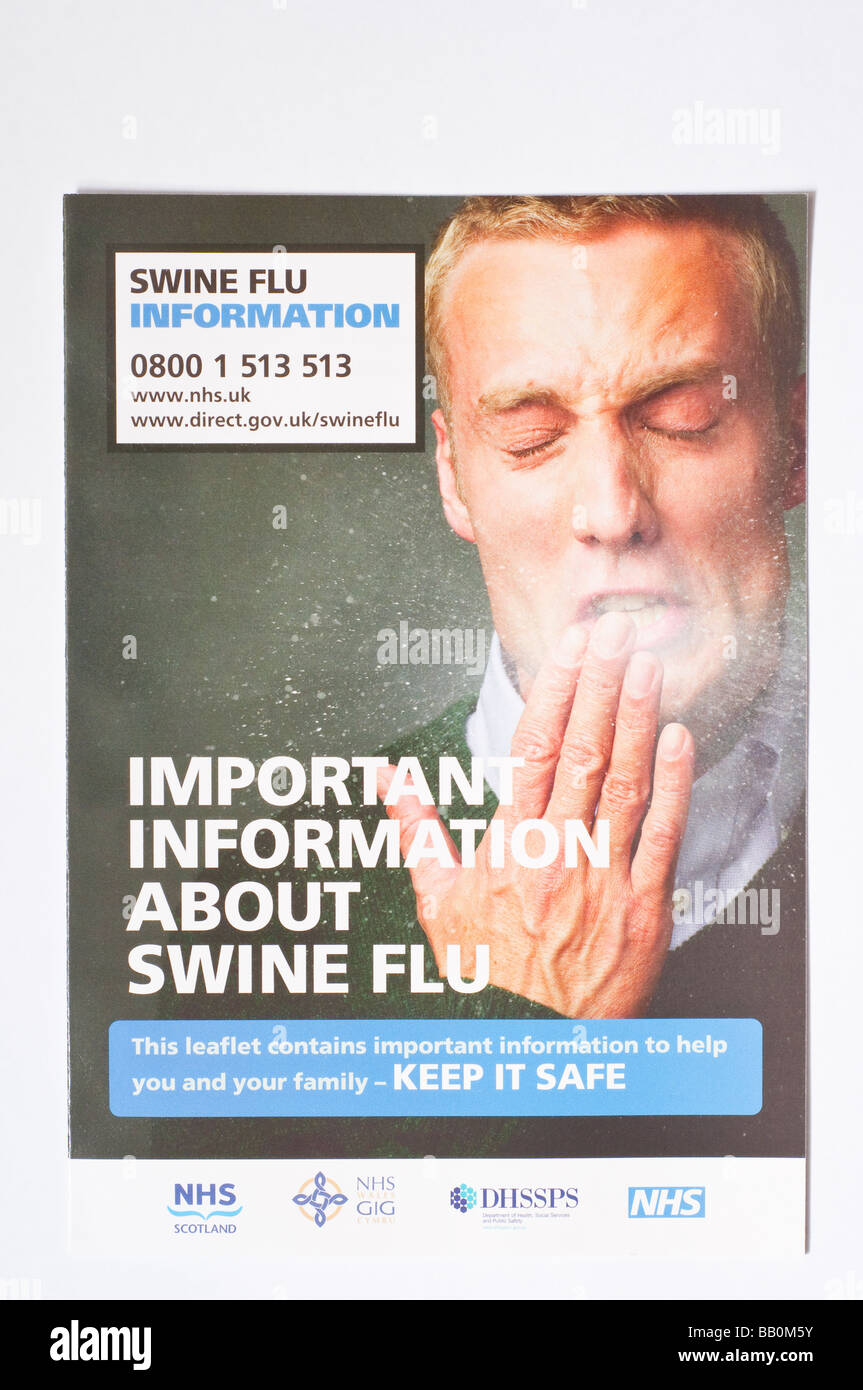 The official swine flu leaflet distributed throughout the uk by the royal mail postal service in May 2009 (information) Stock Photo