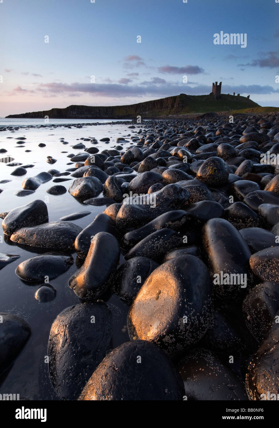 Early morning at Dunstanburgh Castle, Northumberland Stock Photo