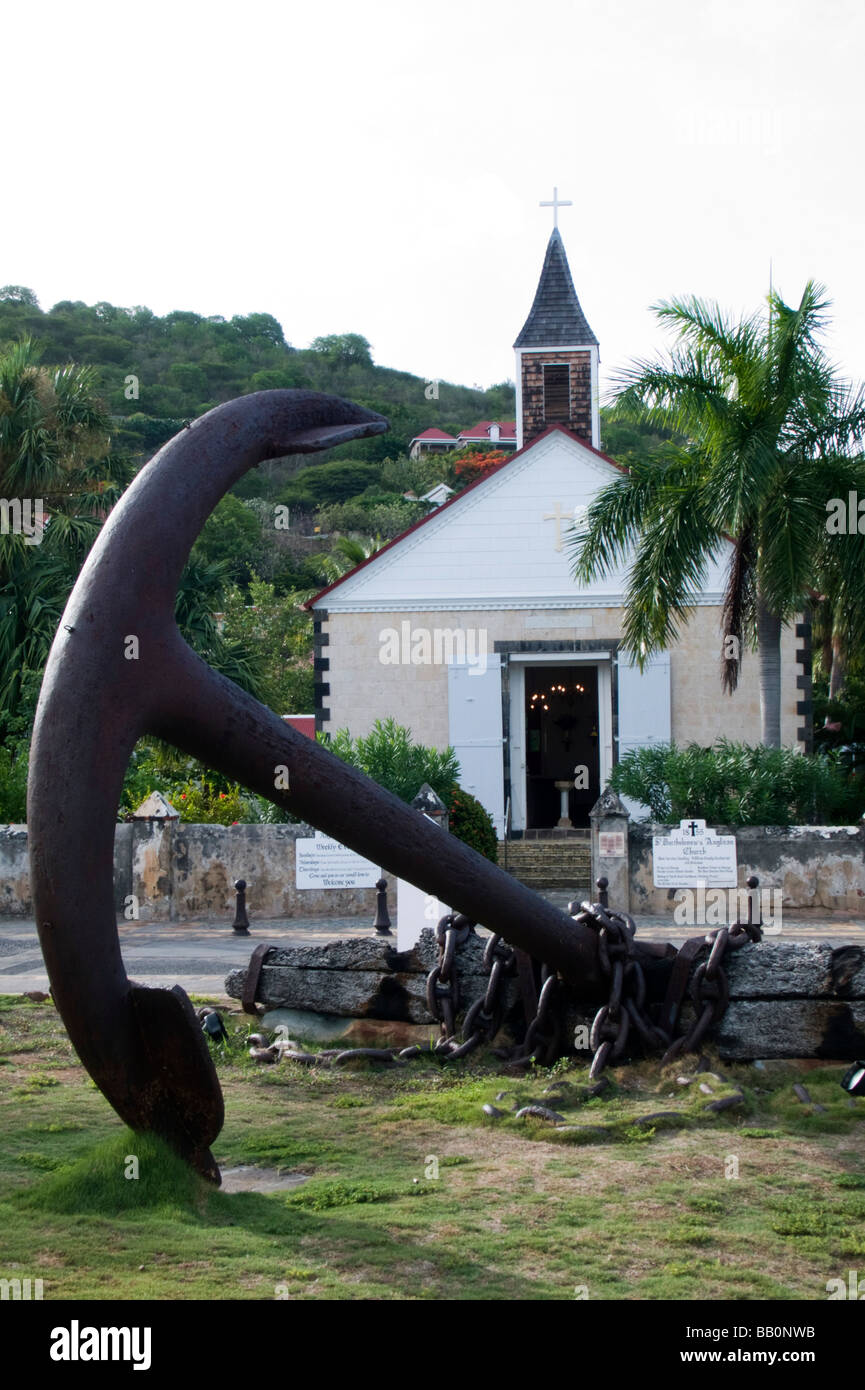 Old anchor opposite St Bartholomews Anglican Church Gustavia St Barts