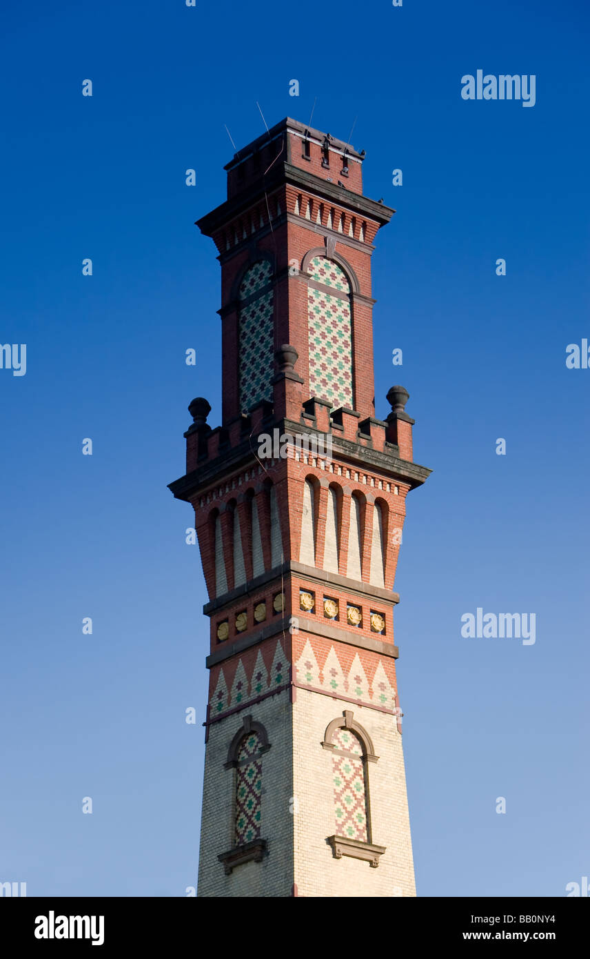 Historic brick tower, Karlsruhe University, Karlsruhe, Baden-Wurttemberg, Germany Stock Photo