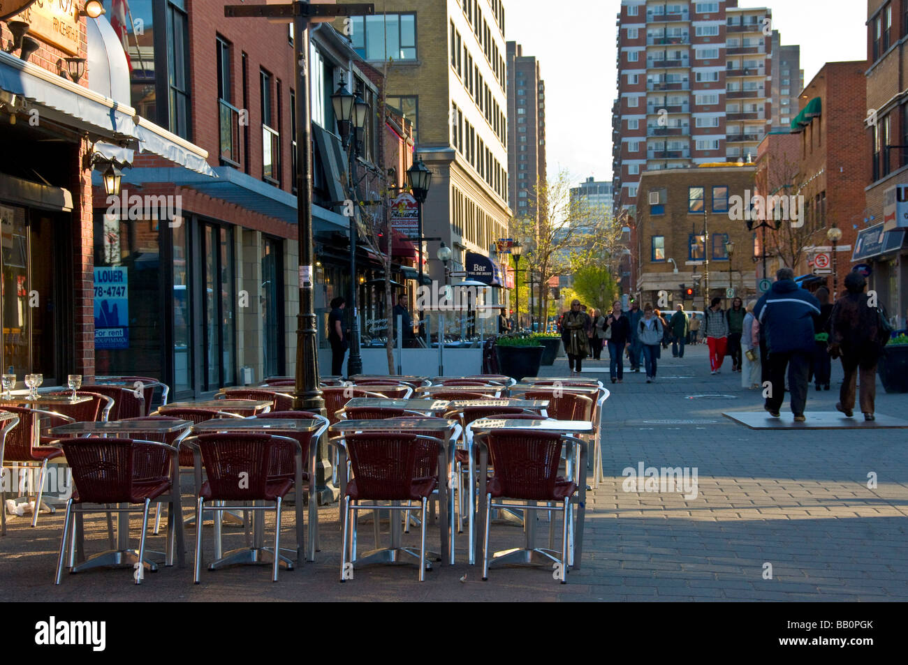 Empty restaurants Montreal canada Stock Photo