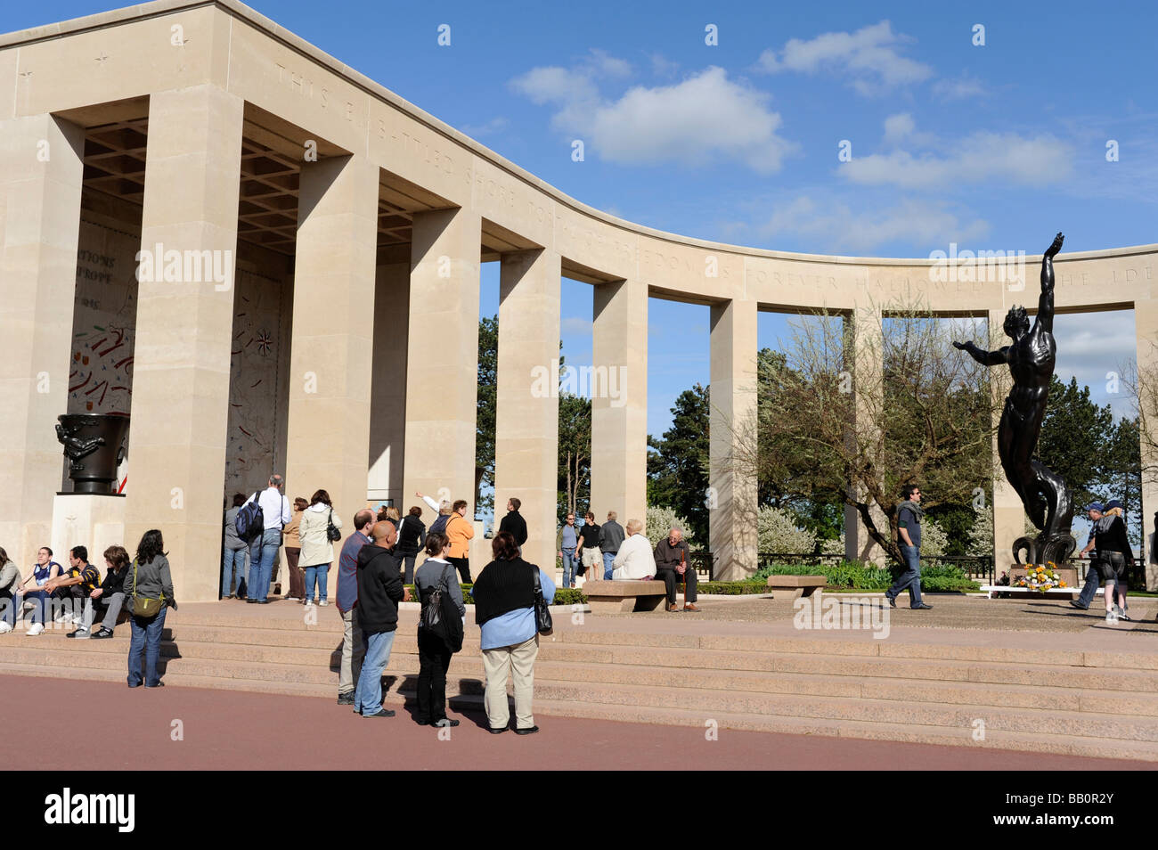 Normandy American Cemetery and Memorial The Spirit of America statue Omaha Beach Colleville sur