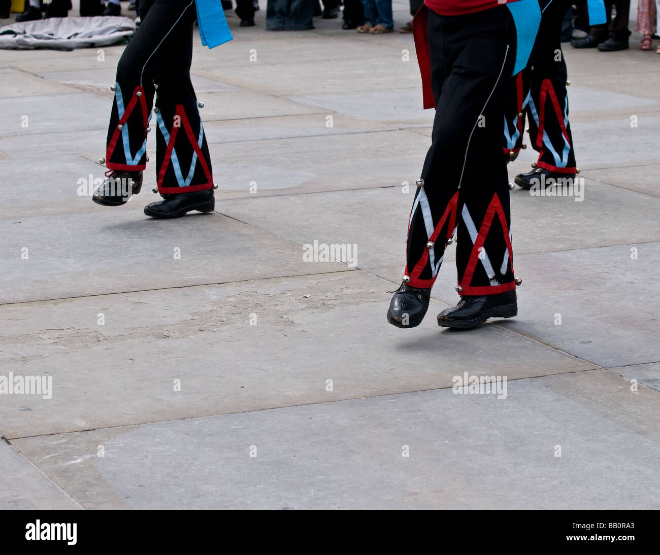 The legs of Chester City Morris Men dancing at the Westminster Day of Dance in London.  Photo by Gordon Scammell Stock Photo
