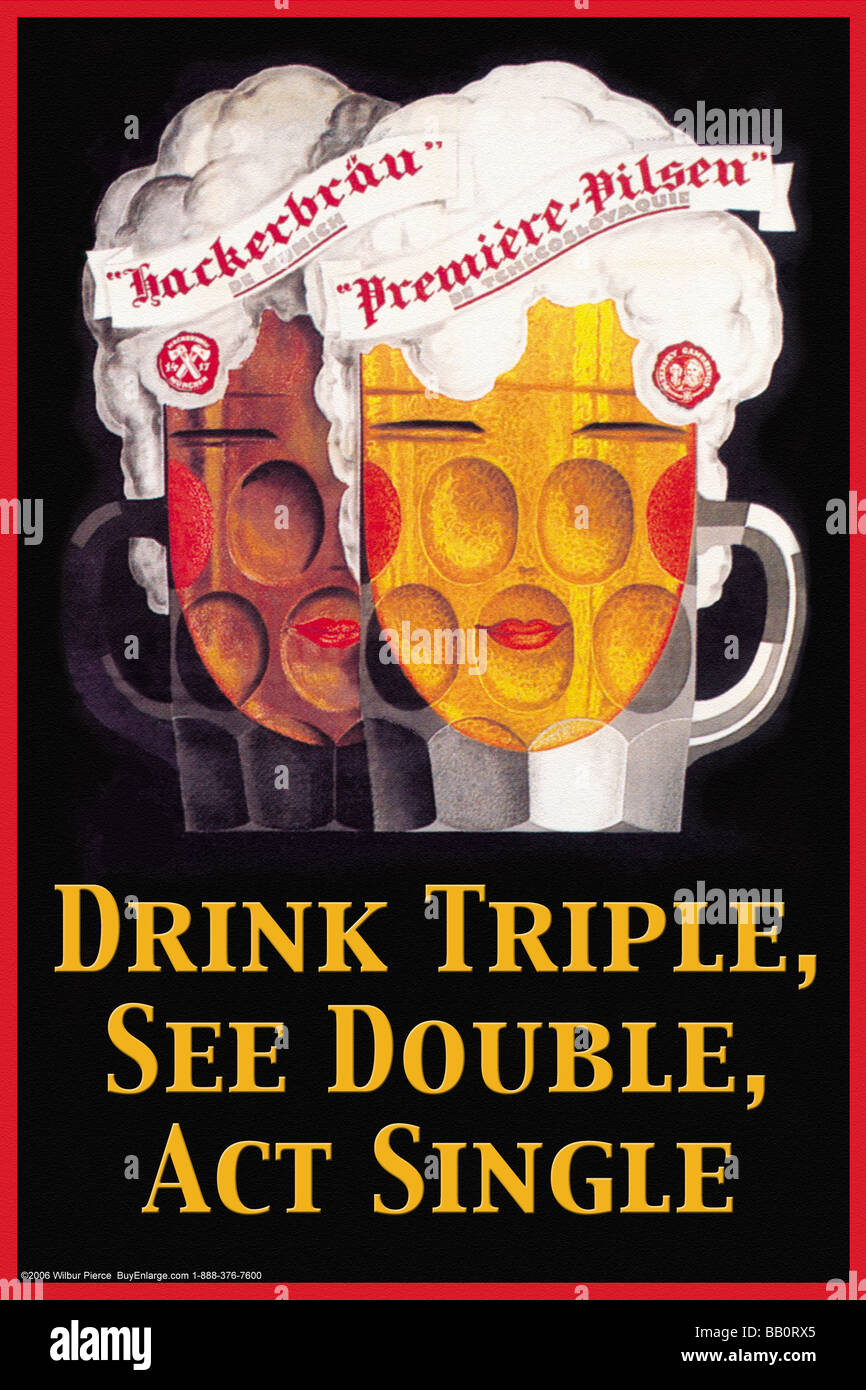 Drink Triple,See Double,Act Single Stock Photo