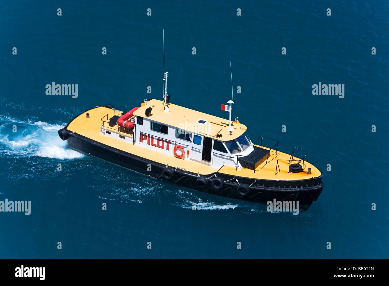 Pilot Boat in Nassau Harbor, high angle view; Nassau, New Providence
