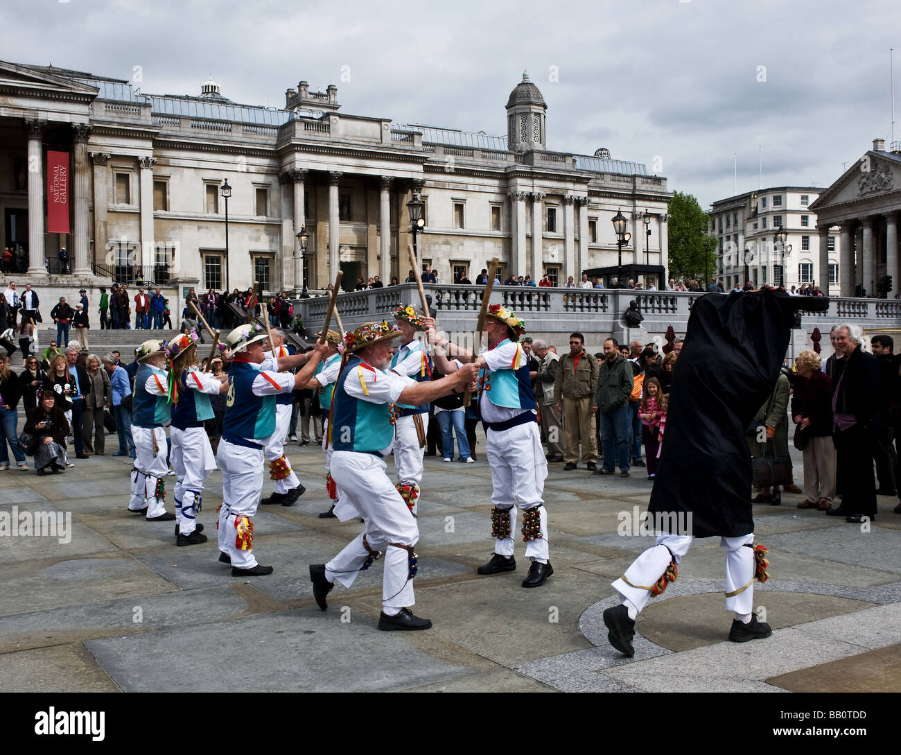 East Suffolk Morris Men dancing at the Westminster Day of Dance in Trafalgar Square in London.  Photo by Gordon Scammell Stock Photo