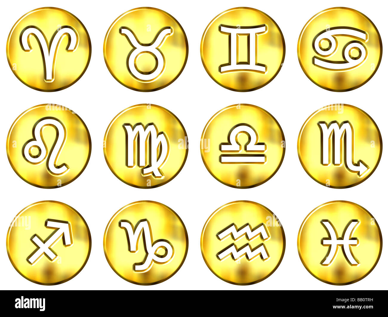 3d golden zodiac signs Stock Photo