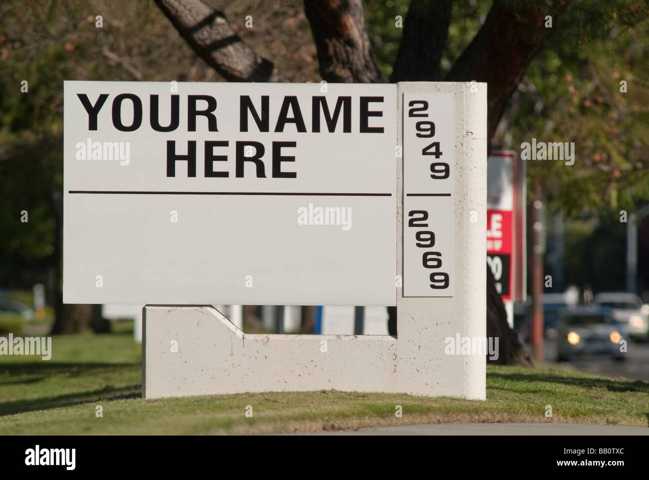 PHOTO ILLUSTRATION: Sign outside of a vacant Research Development R&D property in Silicon Valley, California. Stock Photo