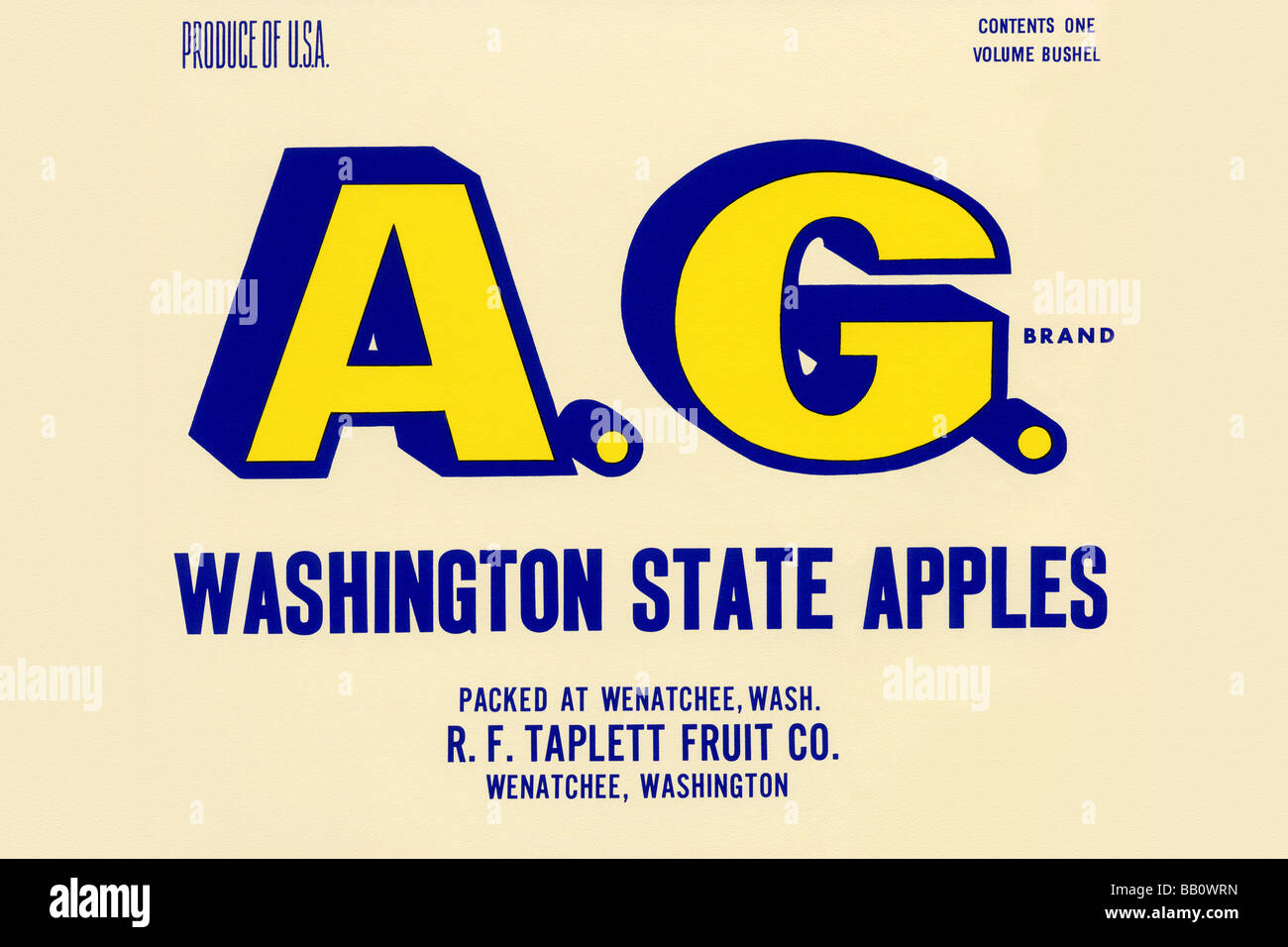 A.G. Brand Washington State Apples Stock Photo