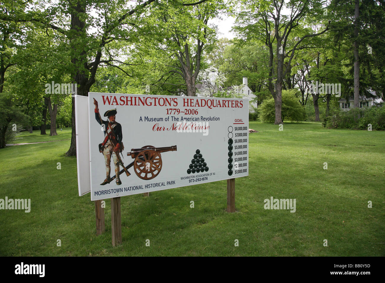 Sign in front of Ford Mansion, Morristown, NJ Stock Photo