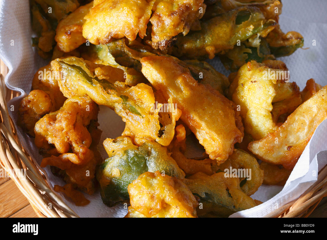 Vegetable Fritters is a snack which is made from vegetables dipped in a gram flour batter and
