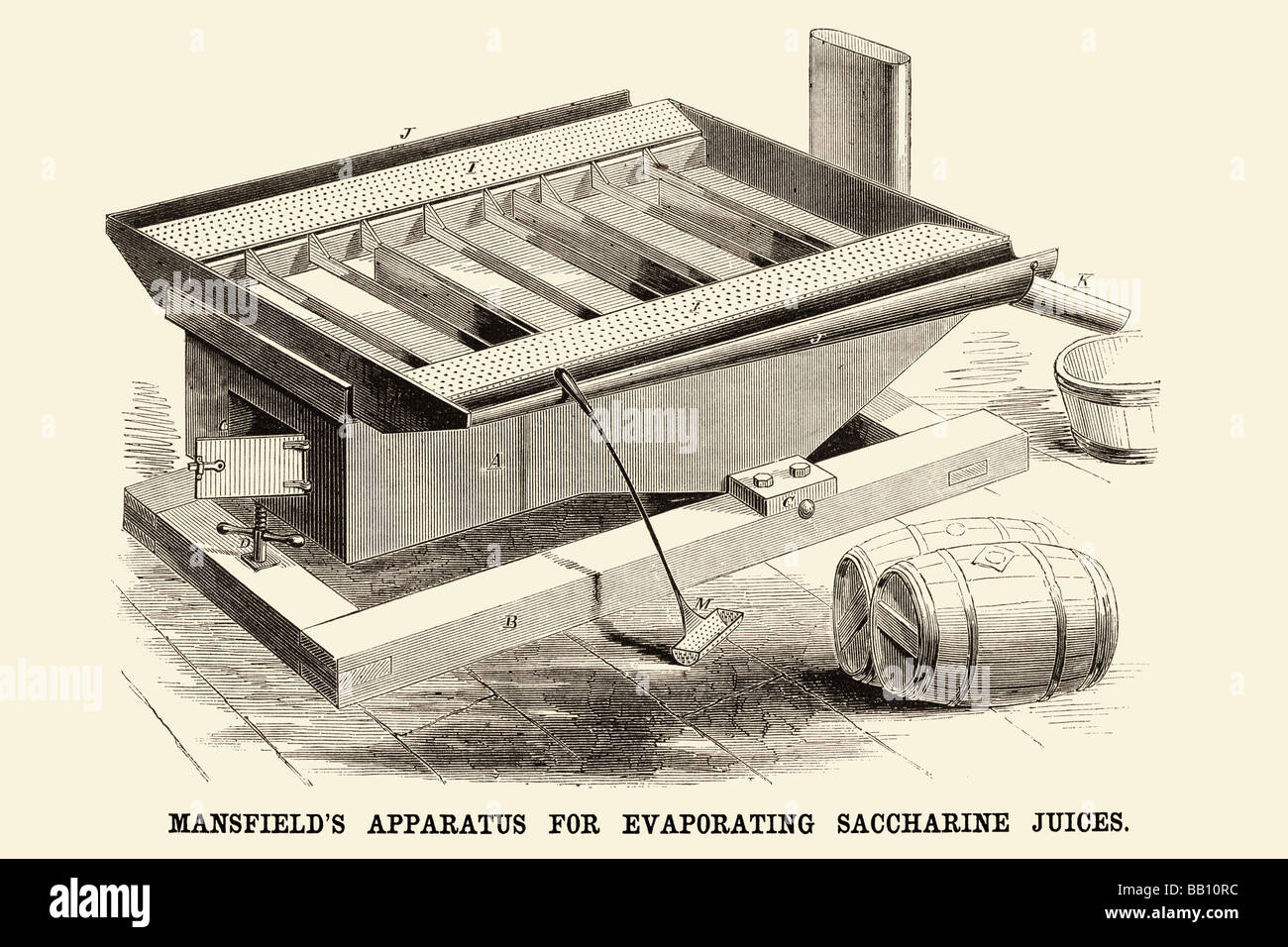Mansfield's Apparatus for Evaporating Saccharine Juices Stock Photo