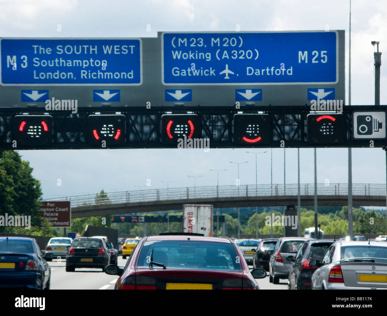 Heavy Traffic on M25, UK Stock Photo