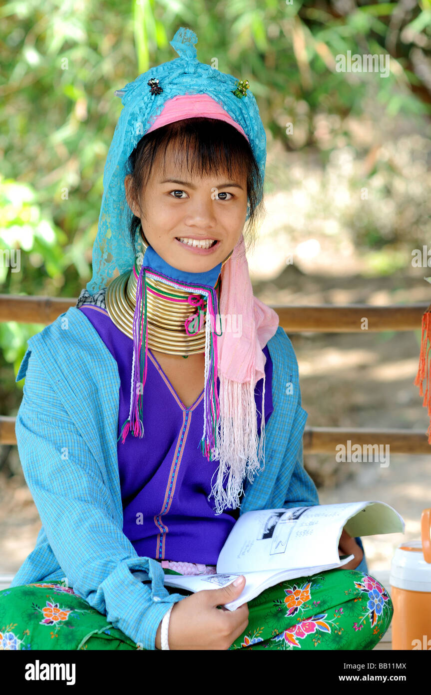 karen longneck girl maeram tribal village chiangmai thailand Stock Photo