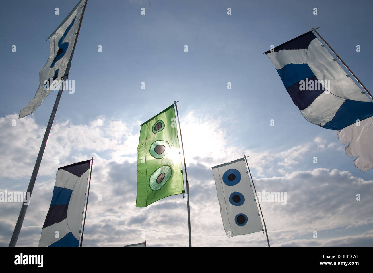 flags at Glastonbury Festival Stock Photo Alamy