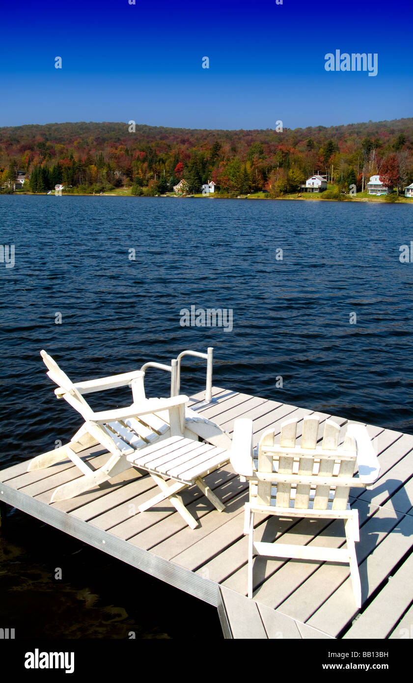 Relaxing chairs on water home in beautiful setting on Big Lake called