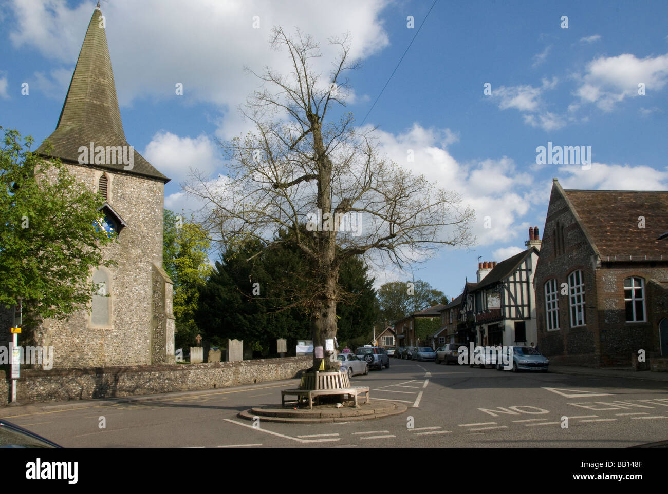Village centre, Pub and Church, Downe, Kent, England UK Stock Photo