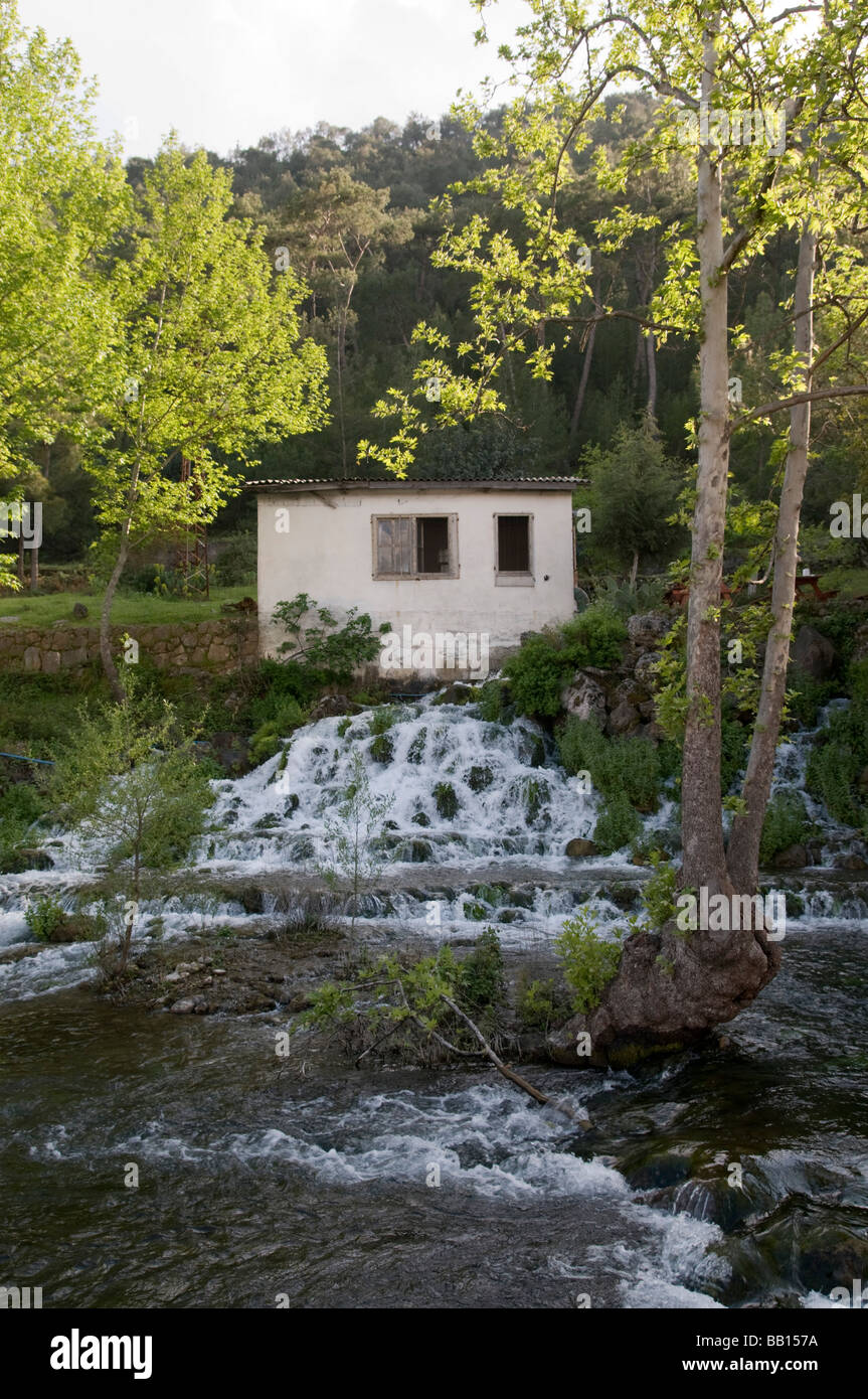 Turkey Antalya Koprulu River Canyon A fish restaurant on a small creak cascading into the river Stock Photo