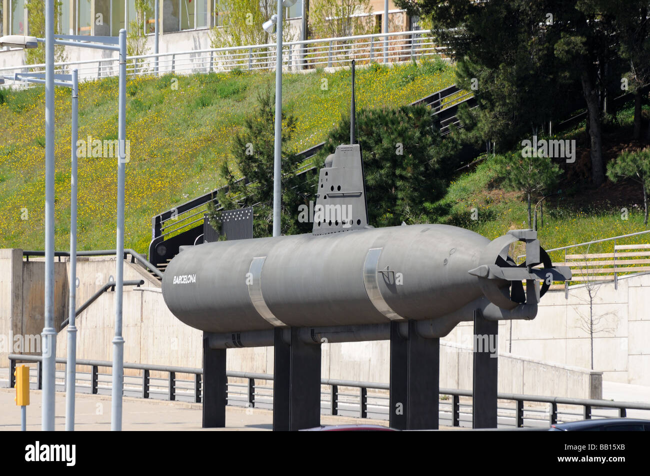 Submarine in the city of Barcelona, Spain Stock Photo