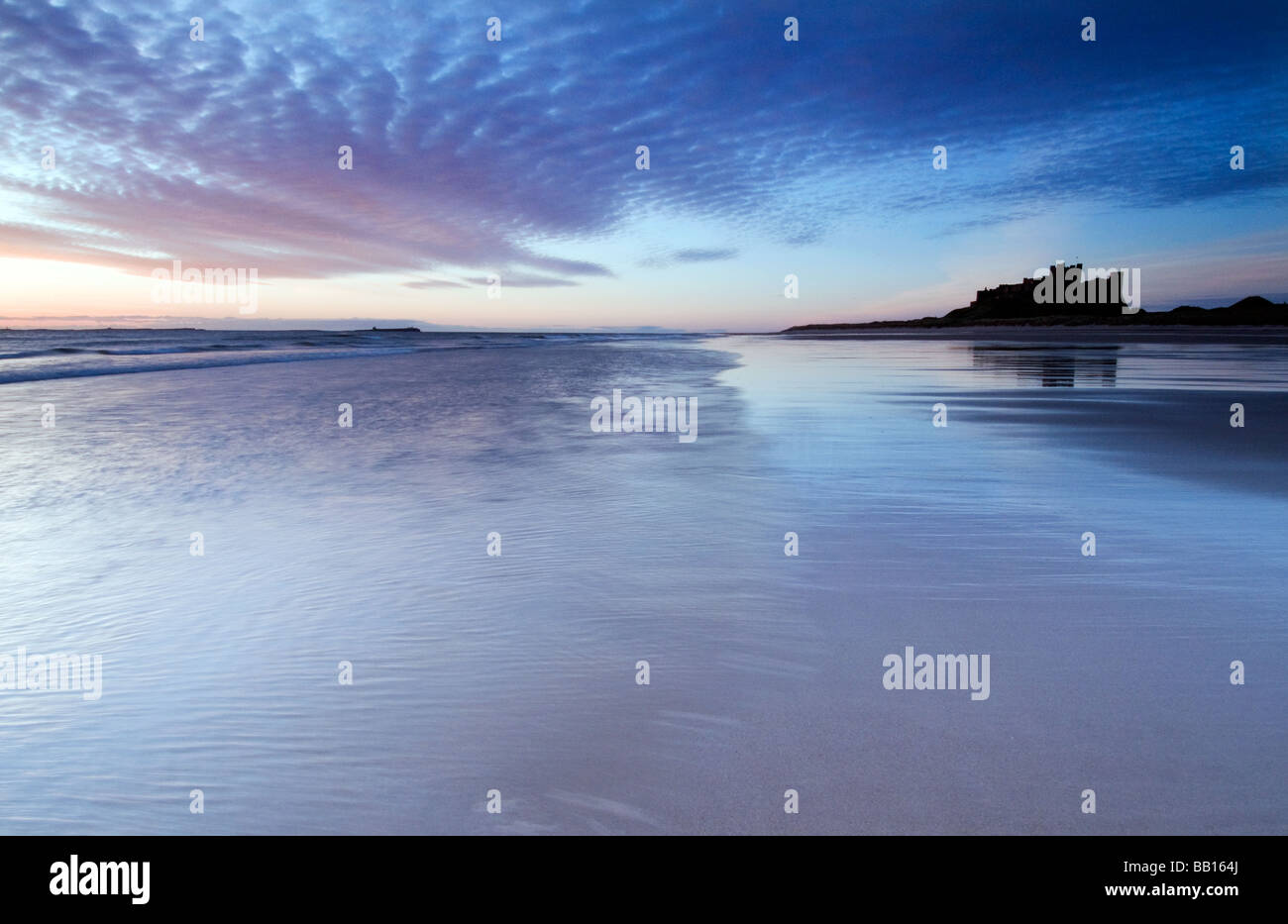 Bamburgh Castle at Dawn Stock Photo