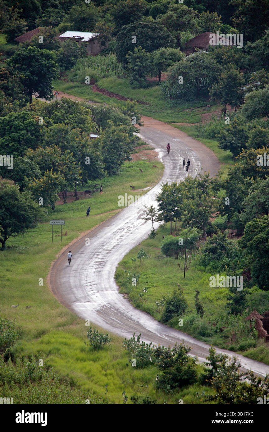 S Bend in the road in Malawi Stock Photo