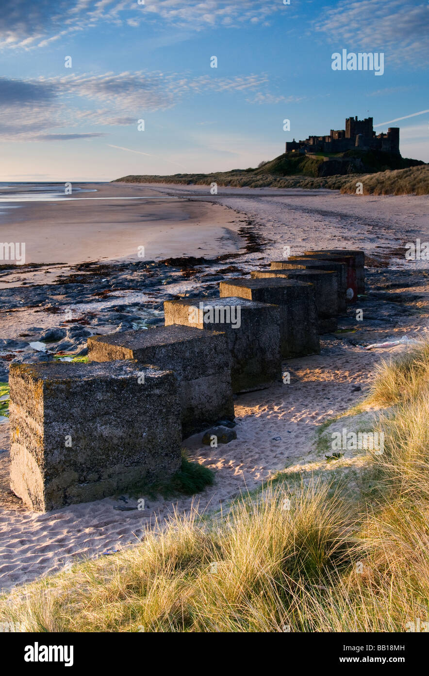 Old Sea Defences at Bamburgh Stock Photo