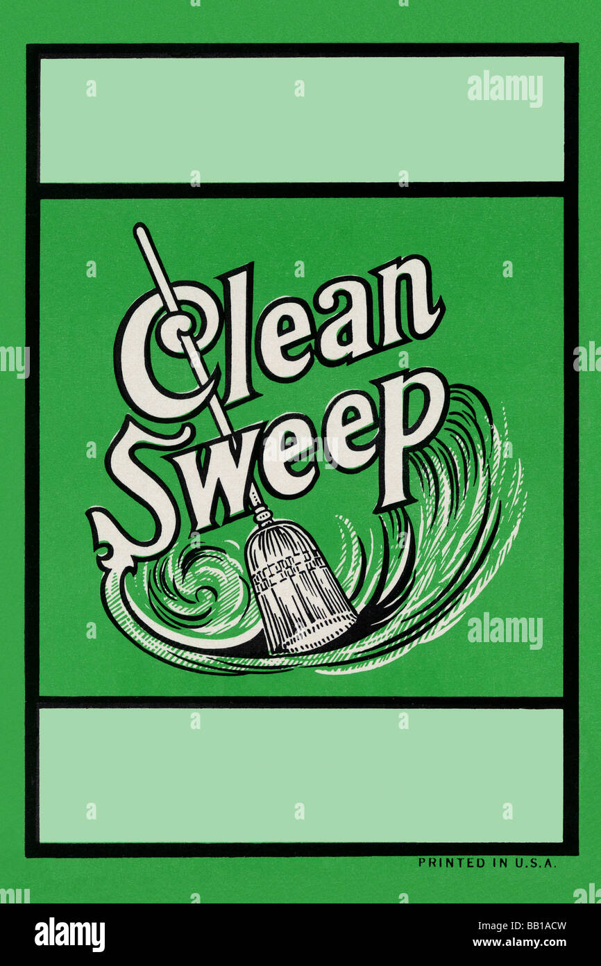 Clean Sweep Broom Label Stock Photo